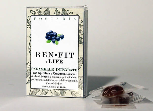 CARAMELLE IDEALI PER IL BENESSERE, espositore da banco BENFIT +LIFE