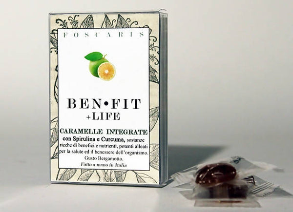 CARAMELLE IDEALI PER IL BENESSERE, espositore da banco BENFIT +LIFE