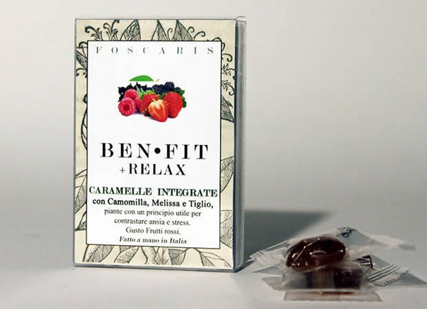 CARAMELLE IDEALI PER IL RELAX, espositore da banco BENFIT +RELAX