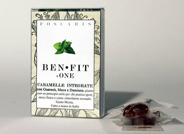 CARAMELLE IDEALI PER LO SPORT, espositore da banco BENFIT +ONE