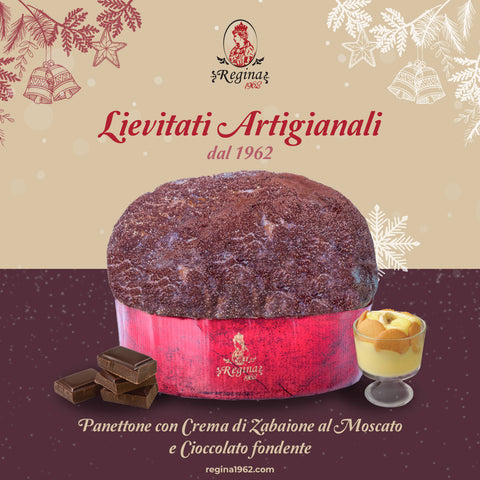 Regina Bakery - PANETTONE CON CREMA DI ZABAIONE AL MOSCATO E CIOCCOLATO FONDENTE- 1 kg